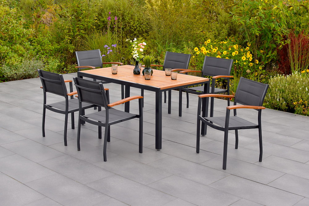 MERXXHANDELS Paxos Set 7tlg 6 Sessel Tisch 150x90cm 16946360