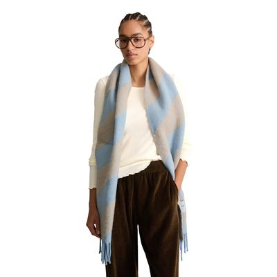Wollschal MARC O'POLO DENIM "mit diagonalen Streifen", Damen, light blau_multi, Web, Wollmischung, Modetücher