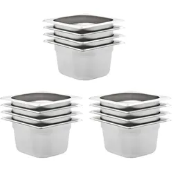 Helloshop26 - 12er Set stapelbare Gastronorm Behälter Küche 176 x 162 x 100 mm aus silbernem Edelstahl 02_0046004