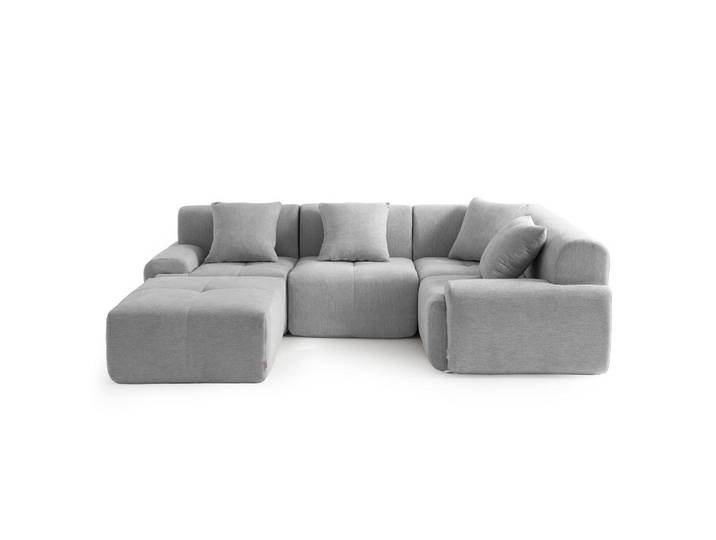 MILYsofa Ecksofa Chenille Mineralgrau, Grau, Füllung: Viskoelastischer Kern,Komfortschaum,Viskoelastischer Kern, einzeln stellbar, 260x190 cm, Wohnzimmer, Sofas & Couches, Wohnlandschaften, Ecksofas