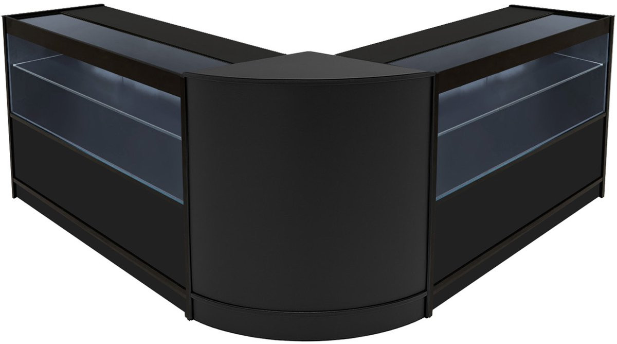 MonsterShop Selene LED winkel toonbank set - zwart - gehard glas