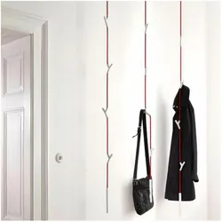 Authentics, Kleiderhaken + Wandgarderobe, Wardrope Seil Schwarz, 4 Haken Schwarz Matt
