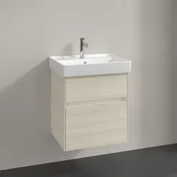 Villeroy und Boch Collaro Waschtischunterschrank C007B0AA 51x54,6x41,4cm, Waschbecken mittig, LED-Beleuchtung, white oak
