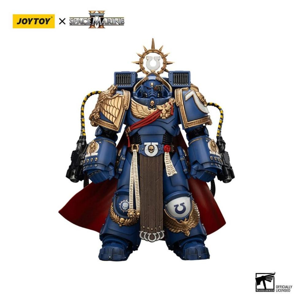 Joy Toy Warhammer 40k Ultramarines Marneus Calgar Chapter Master met Mkx Gravis-pantser figuur, 20 cm