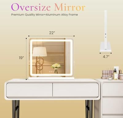 Uplifted Finds JHK LED Vanity Mirror With Lights   Dimmable Aluminum Frame Bathroom & Makeup Mirror 19 In L X 22 In W