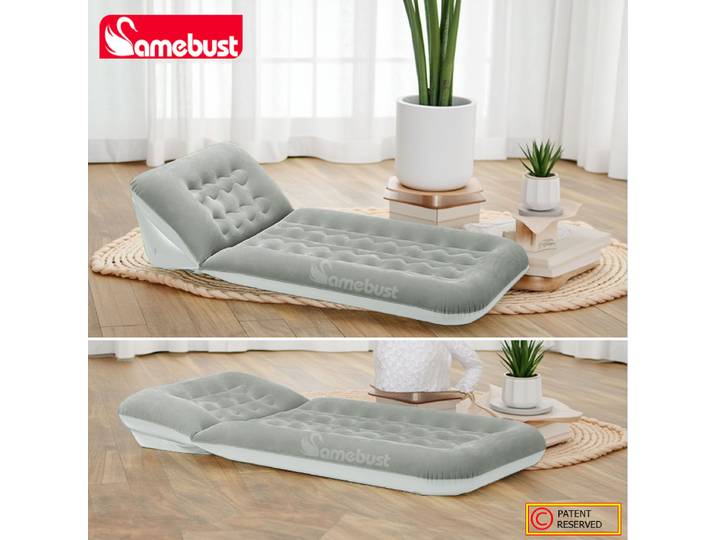 CAMEBUST matelas pneumatique intérieur pliable gonflable réglable canapé-lit tapis de couchage pour usage domestique et extérieur marron/gris