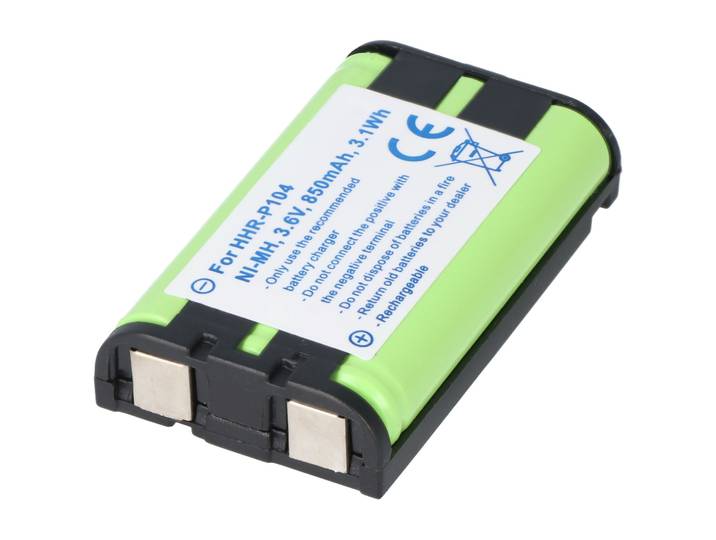 Panasonic KX-TG2302B KX-TG2312 - Accu HHR-P104 - NiMH 800-850mAh - Zwart