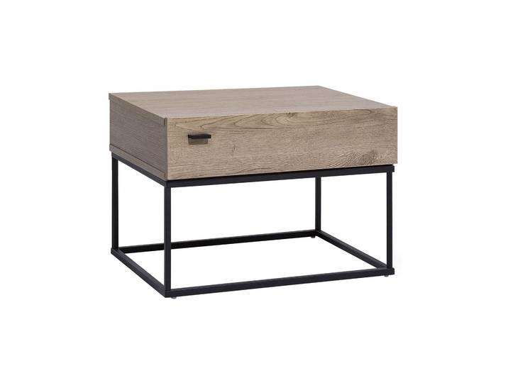 BELIANI Nachttisch Dunkler Holzfarbton Spanplatte Metall 39 x 55 x 41 cm Melaminbeschichtung Faserplatte Industriell Elegant 1 Schublade Schlafzimmer