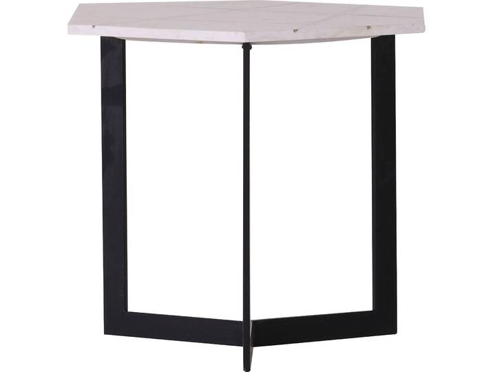 Beistelltisch HOME AFFAIRE Menton , schwarz (schwarz, weiß), Tische, Beistelltisch, mit Metall-Inlays in einer Marmorplatte