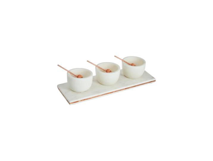 Edles Servier-Set „White Marble“ (7-teilig) Marmor Weiss, Kupfer FIFTY FIVE SOUTH