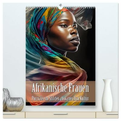 Afrikanische Frauen - Portraits im Stil der afrikanischen Kultur (hochwertiger Premium Wandkalender 2027 DIN A2 hoch), Kunstdruck in Hochglanz