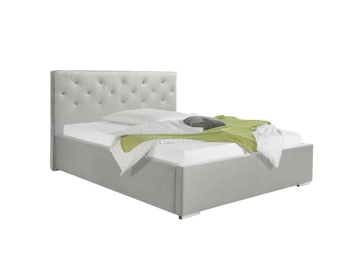 Polsterbett mit opt. Matratze 160 x 200cm Samt Onoli Grau ohne Matratze ohne Lattenrost & Matratze