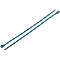 RS PRO, Nylon, Metall-detektierbar Freischaltbar Blau 4,5 mm x 250mm, 250 Stück (Klettkabelbinder, 250 mm, 250 Stk.)
