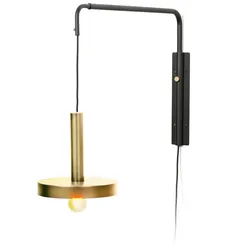 Faro Wandleuchte WHIZZ E27, IP20, ziehbar, gold, schwarz FAR-20168