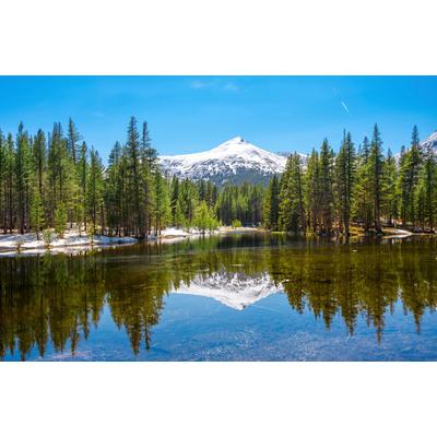 Fototapete PAPERMOON "YOSEMITE-SEE GEBIRGE BERGE ALPEN SONNE WALD BÄUME", bunt, B:4m L:2,6m, Vlies, Tapeten