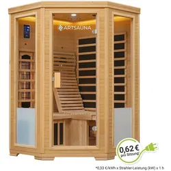Artsauna Infrarotkabine Aalborg mit Dual-Technologie   2 Personen Wärmekabine aus Hemlock Holz