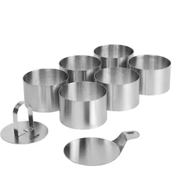 STONELINE® Dessert- und Speiseringe Set, 8-teilig, Edelstahl, 6 Ringe, 1 Heber, 1 Stempel, Lebensmittel Presse
