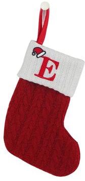 Inspired Living Cozy Knitted Mini Christmas Stocking With AZ Letter, Snowflake Design & Hanging Loop e
