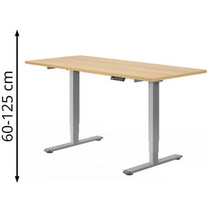 FlexiSpot Schreibtisch E5S, ahorn / grau, elektrisch höhenverstellbar, 160 x 60-125 x 80 cm