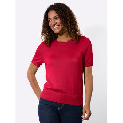 Kurzarmpullover CASUAL LOOKS "Kurzarm-Pullover", Damen, Gr. 44, rot, 100% Baumwolle, unifarben, Pullover