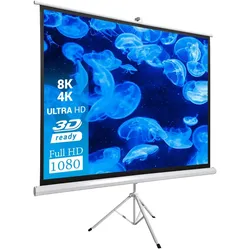 celexon basic line Stativleinwand 220 x 220cm,Leinwand Format 1:1, Heimkino Leinwand, Beamerleinwand,3D Leinwand,Full HD Leinwand, mobile Leinwand