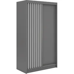 SCHWEBETÜRENSCHRANK mit Lamellen LUMOS - 120 - Grau und Weiß