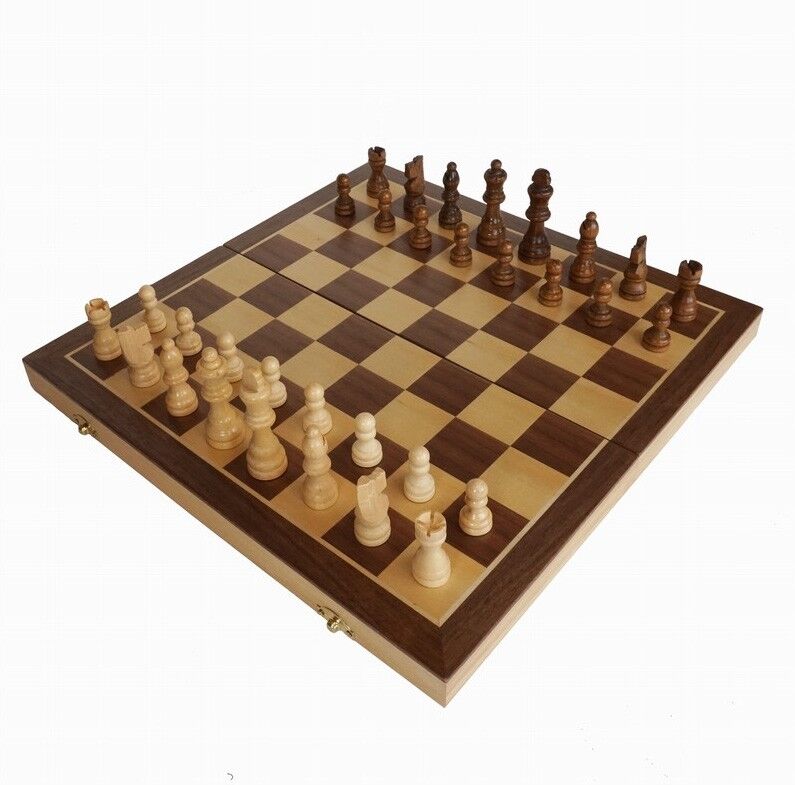 Loisirs Nouveaux Jeu échecs pliable 40 cm en Acacia n°4 - Cases 45mm