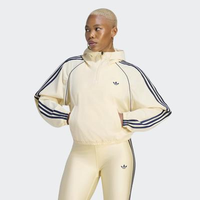 Sweatshirt ADIDAS PERFORMANCE "ADIDAS ORIGINALS SPORT COVERUP", Damen, Gr. L, beige (warm vanilla), Obermaterial: 87% Polyester, 13% Elasthan, normal, Rundhals, angesetztes Bündchen, Sweatshirts Sweatshirt, locker geschnittene Half-Zip Trainingsjacke