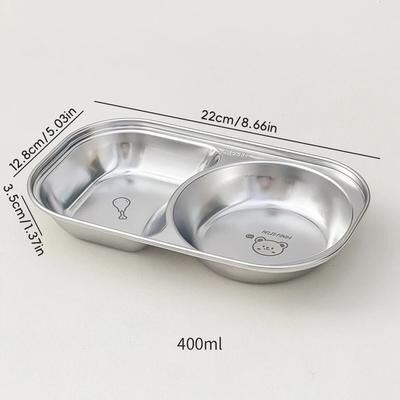 Uplift Picks Stainless Steel Divided Salad Plate Stackable Kids Snack Dessert Plate bear