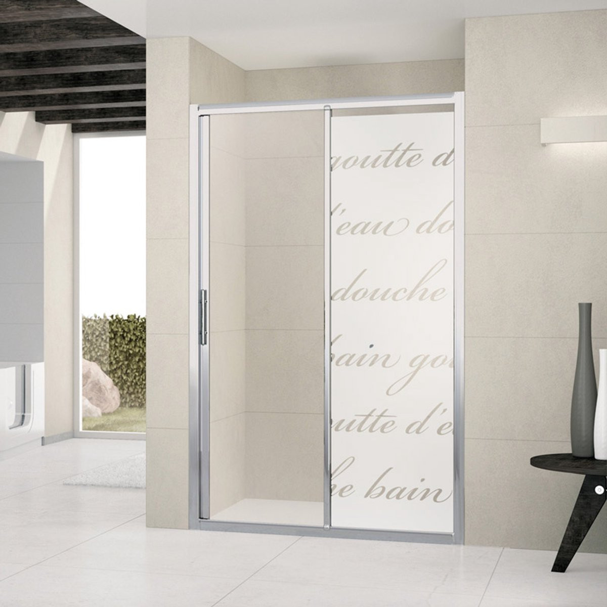 LITERARY SHOWER zelfklevende privacyfolie voor doucheglas en douchedeur, 185 x 55 cm