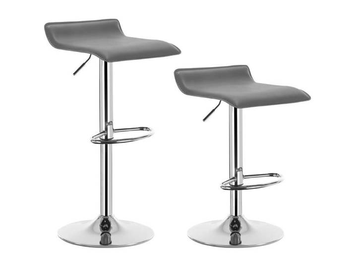 WOLTU Tabouret de bar en similicuir lot de 2 Tabouret de bar pivotant hauteur réglable Gris