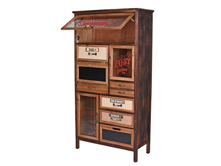 Vitrinenschrank „LOFT Studio“ – Apothekerschrank im Industrial Design Holz & Metall 4 Schubladen & 4 Türen Patchwork Hochkommode lof091 Palazzo Exklusiv