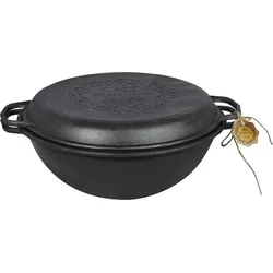 MaysternyaTM Gusseisen Dutch Oven - 12 Liter - Kochen im Freien - BBQ-Kasserolle aus Gusseisen - Schwarz.