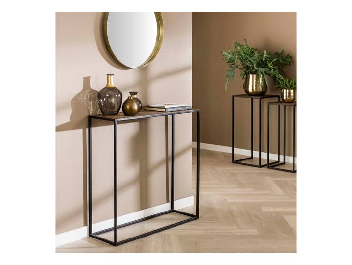 Sitheim® Konsolentisch Metallic 75cm / Antikbronze, Tischplatte mit bronzefarbenem Finish
