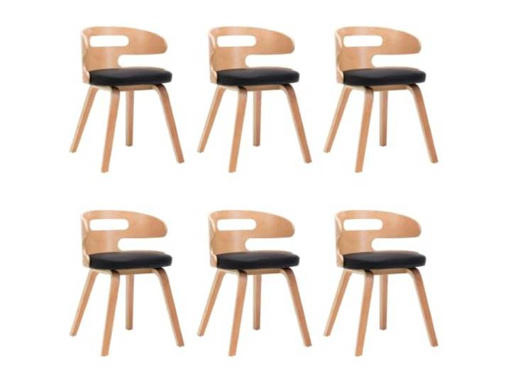 KLGBNCVE Esszimmerstühle 6 STK. Schwarz Bugholz und Kunstleder Massiver Holzrahmen, weiche Polsterung, pflegeleicht, max. 110 kg pro Sitz, zeitloses Design