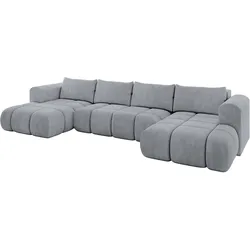 WOHNLANDSCHAFT CLOUD-U 405x185x90 Hellgrau Velours