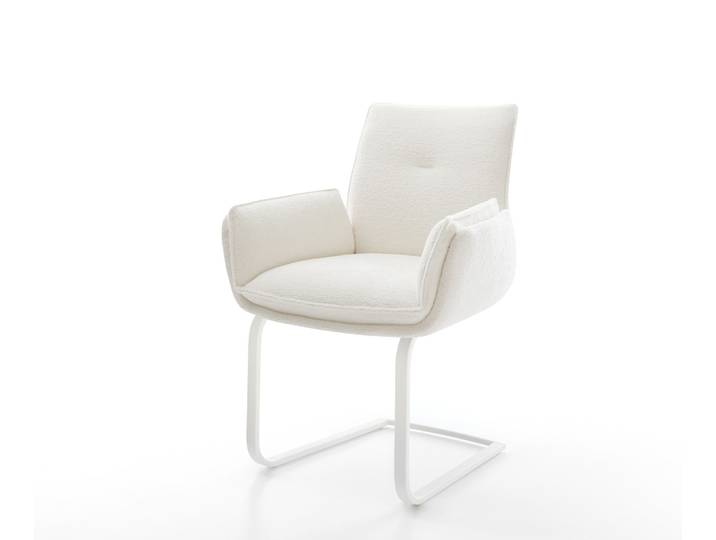 Freischwinger Nela-Flex Bouclé Soft Beige Freischwinger flach Weiß, Esszimmerstühle