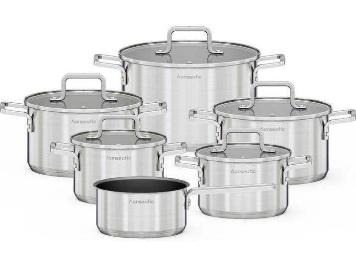Topf-Set HANSEATIC DAILY, mit Antihaftbeschichtung , silber (silberfarben), Töpfe, Topf-Set, für alle Herdarten, Induktion