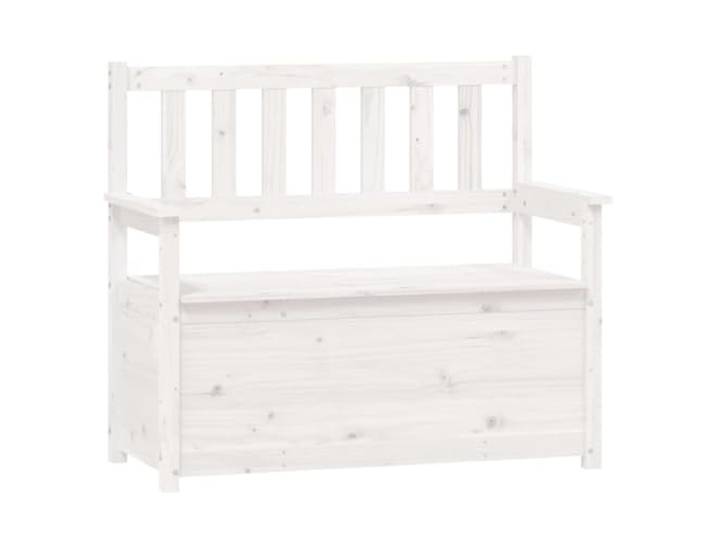HKTMGDNG Truhenbank Weiß 112,5x51,5x96,5 cm Sitzbank Kiefer Massivholz Rustikale Kastenbank aus Kiefern-Massivholz mit Armlehnen, Rückenlehne und Stauraum für Flur und Wohnzimmer.
