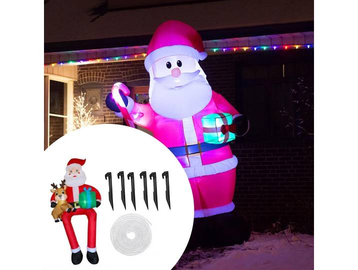 Décoration gonflable du père noël, sac cadeau extérieur éclairé par Led, ornement de noël pour jardin extérieur