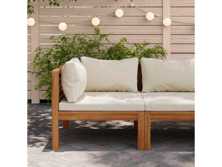 Canapé d'angle sectionnel et coussin-Sofa de Salon blanc crème Bois d'acacia 565022