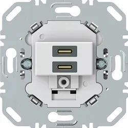 Berker 270419 USB Ladesteckdose Unterputz, C+C PD 20W, eckiger Tragring, polarweiß matt