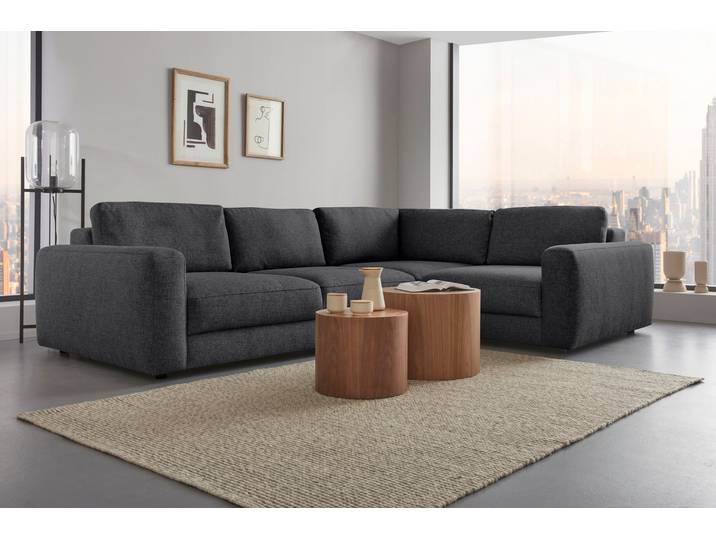 Ecksofa HOME AFFAIRE Bloomfield, Mega Polsterecke, Breite 289cm, viel Platz, L-Form , schwarz (obsidian), B:289cm H:84cm T:209cm, 100% Polyester, Sofas, Ecksofa, In verschiedenen Grössen
