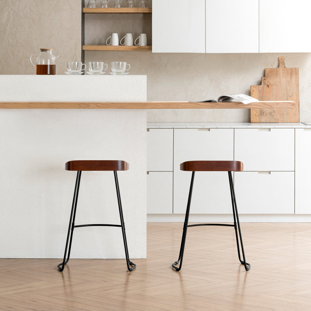 Union Rustic Gallitzin Solid Wood Kitchen Counter Bar Stool Walnut Counter Stool (68.5cm Seat Height)