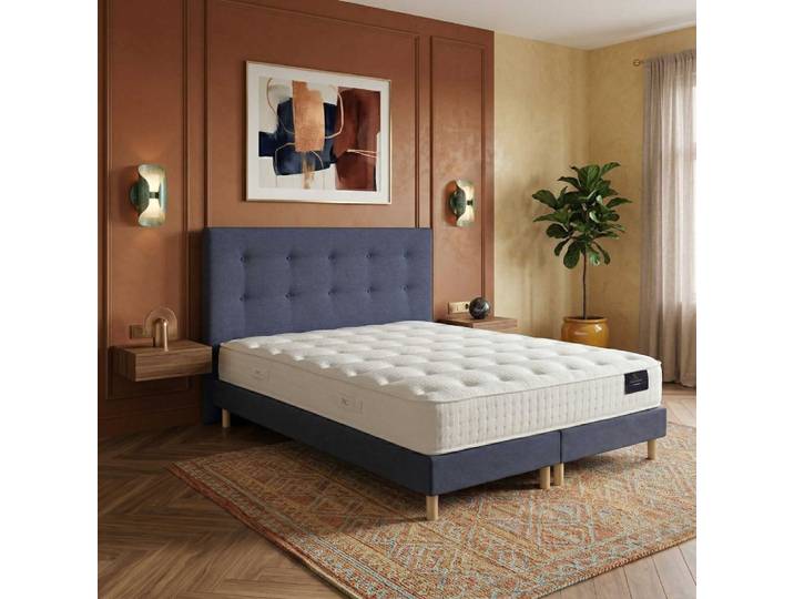 Matelas hybride ensachés mémoire h26 sommier tête de lit bleu
