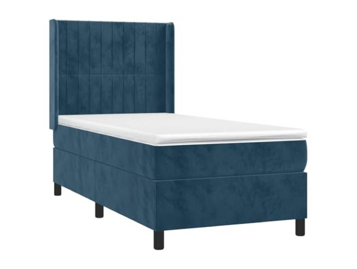 KTHLBRH Boxspringbett mit Matratze und dunkelblauen LEDs, 90 x 190 cm, aus Verstellbares Kopfteil, bunte LED-Leuchten, inklusive Matratzenschoner, weicher Samt