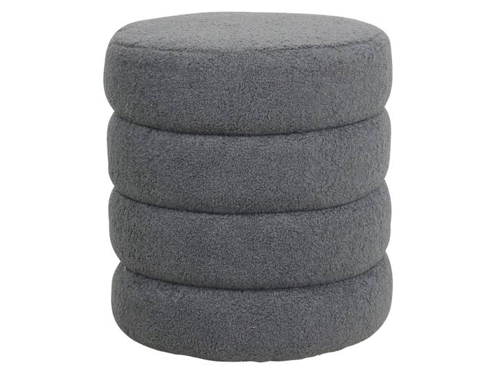 Pouf tissu effet laine bouclette gris bleu