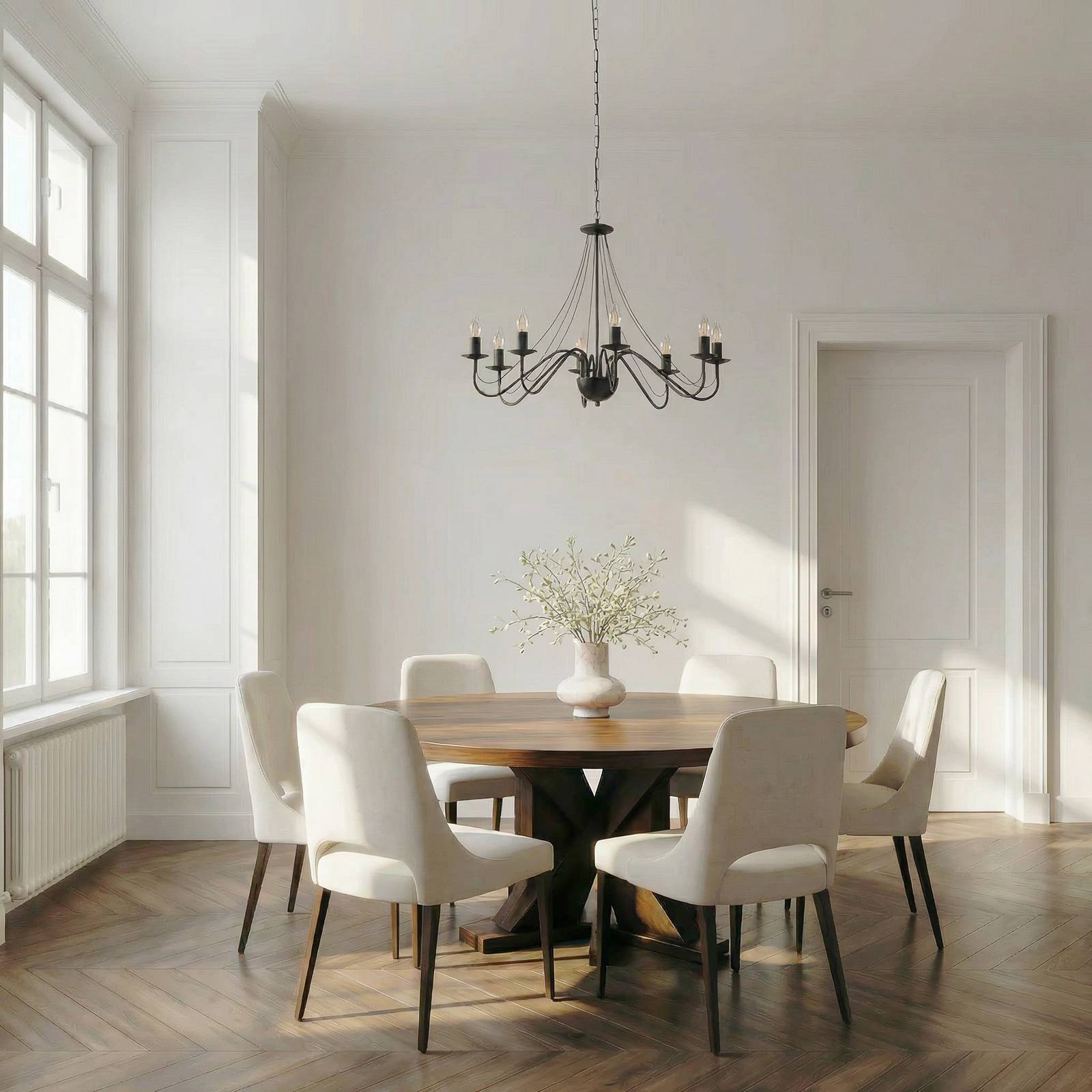 Kronleuchter Malbo, schwarz, Metall, 8-flammig, E14 Malbo HELAM, dimmbar, schwarz, für Wohn- / Esszimmer, Metall, Modern