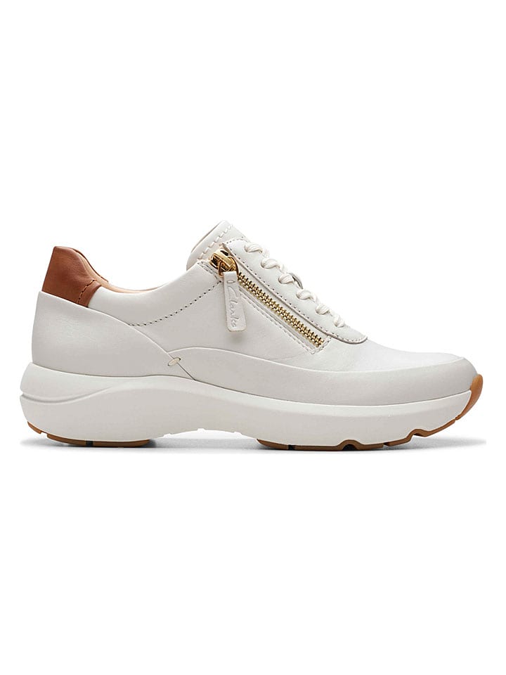 Clarks Leder-Sneakers "Tivoli Zip-Off" in Weiß - 38