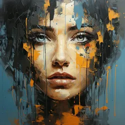 Acrylglasbild BLUE EYE GIRL (BHT 105x105x6 cm) - bunt - BHT 105x105x6 cm